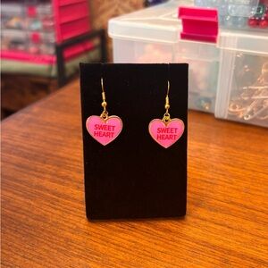 New conversation Heart-Shaped Pink and Gold tone Earrings sweetheart